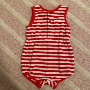 Janie and jack red and white stripe Terry cloth romper bubble